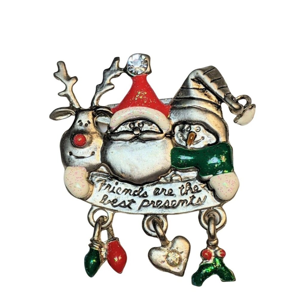 Christmas Pin/Brooch Santa Friends are the best presents A368
